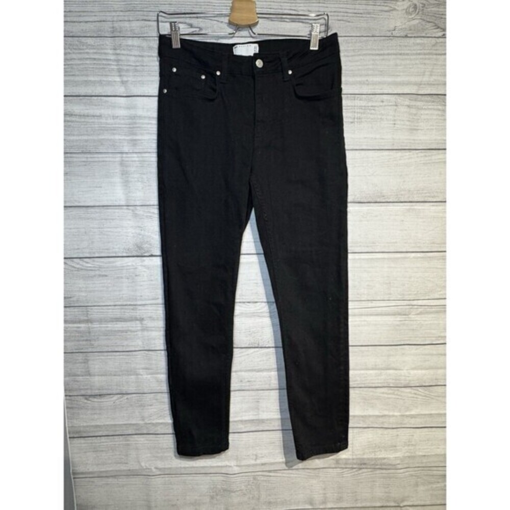 Asos Jeans Womens 8 Black Denim Curve High Waist Skinny Zip Fly Stretch New